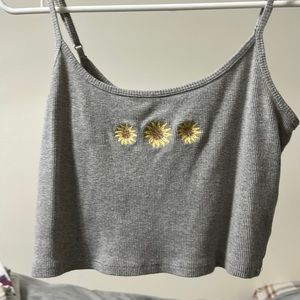 Grey sunflower crop top